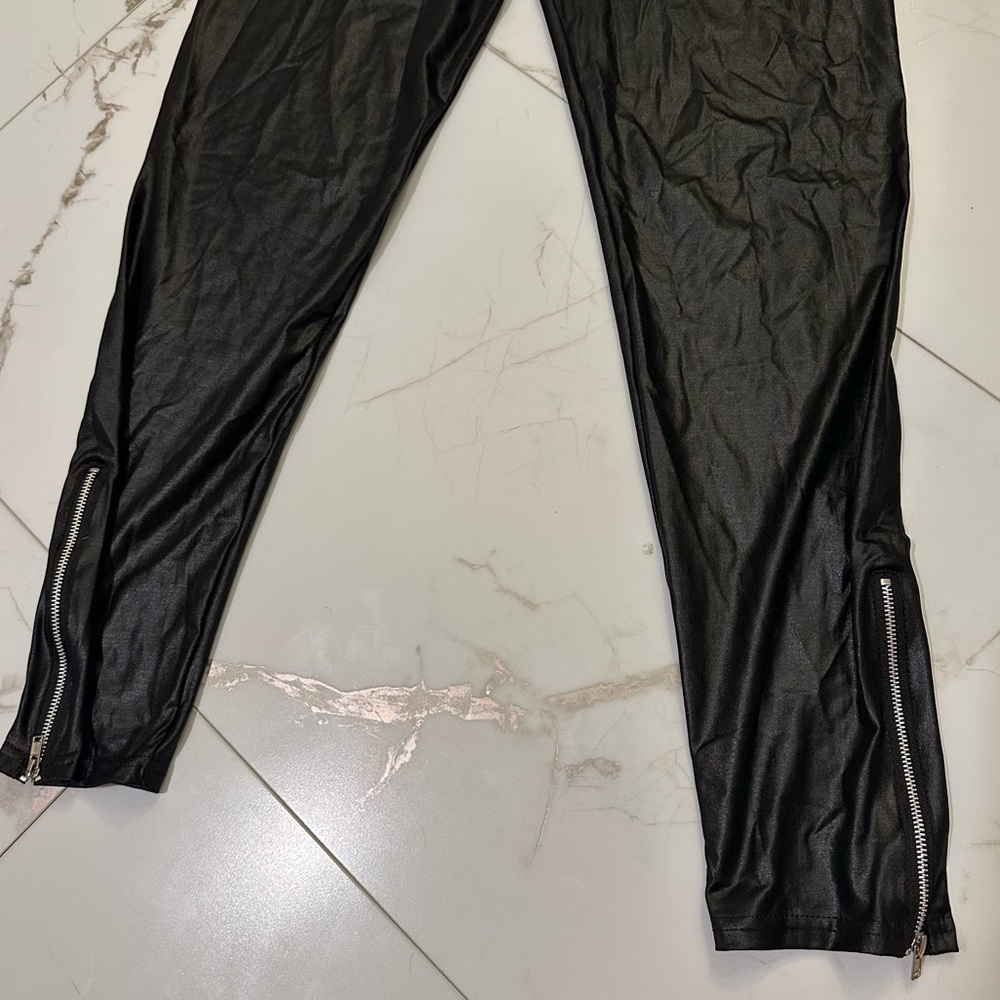 Kardashian Kollection Womens Black Shiny Stretch Leggings - Picture 4 of 9
